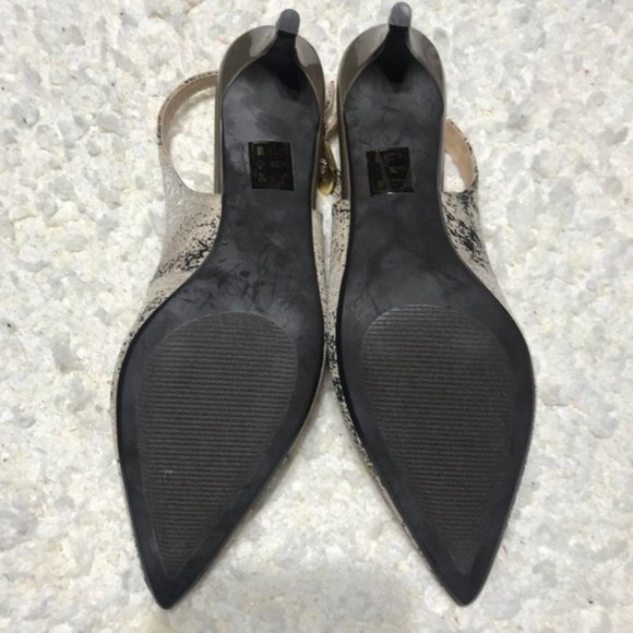 PALIZZIO: Cream & Metallic Sling Back Heels Sz 9M - Picture 4 of 8